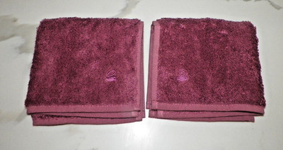 PAIR (2) YVES DELORME PARIS BURGUNDY WASH TOWELS (CLOTH) NWT  13'' x 13''