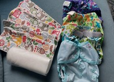 Set Stoffwindeln Überhosen mit  Einlagen Windeln Windelset Paket Capri Blümchen 