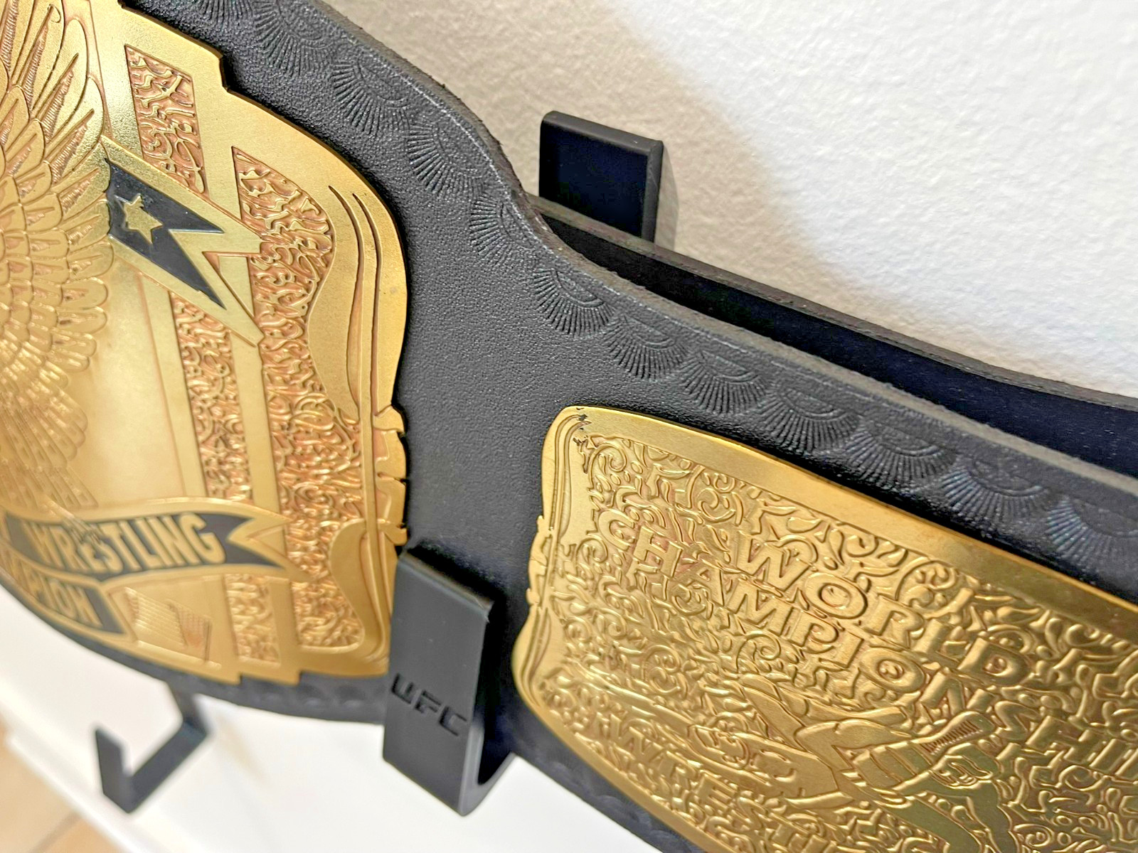 Black UFC Championship Belt Wall Mount Brackets – Wall Display Hooks (Set of 2)