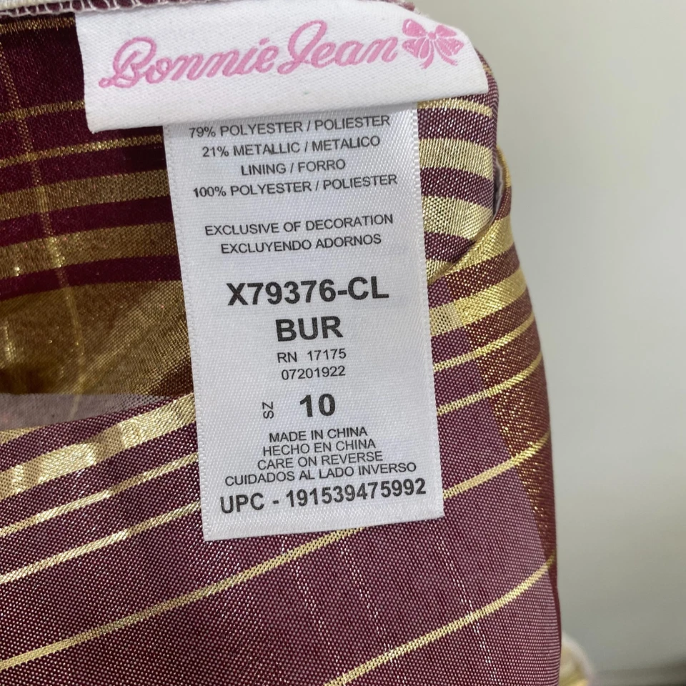 Party Formal Holiday Girls Gold Red Pink Christmas Dress Bonnie Jean Shimmer 10 - Image 4 of 4