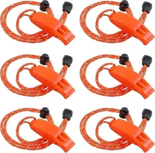6PCS Safety Survival Whistles with Adjustable Reflective Lanyard Emergency Plast
