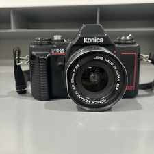 Konica Autoreflex TC-X 35mm SLR Film Camera w/ Hexanon AR 28mm Lens Tested Read