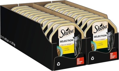 SHEBA Schale Nassfutter Katzen Selection Sauce Häppchen mit Huhn (2 x 11 x 85g)