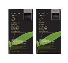 2 x THE FACE SHOP Stylist 5 Minutes Speedy Hair Color Cream, Dark Brown