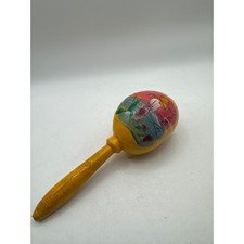 Hand Painted Acapulco Maraca Wooden Musical Instrument Fiesta Decor