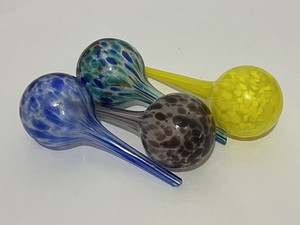 Hand Blown Art Glass 6" Watering Globes Set 4 Garden -Green-Yellow-Blue-Purple-