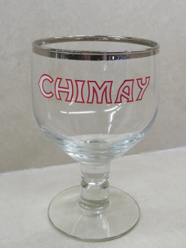 BEER Silver Rimmed Stem Glass CHIMAY BREWERY Trappist Ales ~ Baileux Belgium #22
