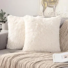 ANRODUO Pack of 2 Beige Throw Pillow and cases 18x18 (Pack 2)