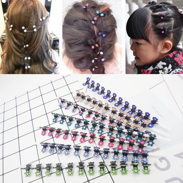 Sweet Girls Hair Clip Metal Rhinestone Crystal Flower Mini Claw Clamp Multicolor Sweet Girls Hair Clip Metal Rhinestone Crystal Flower Mini Claw Clamp Multicolor