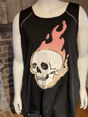 Torrid Active Tank Top Flaming Skull Size 0