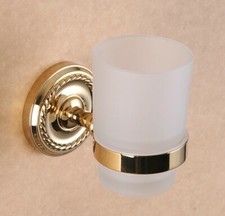 Golden Brass Wall Mounted Bathroom Toothbrush Holder With Scrub Glass Cup 2ba613