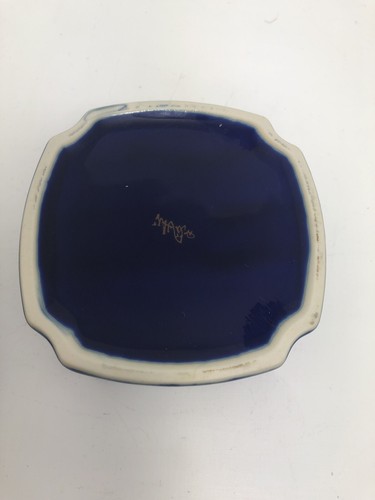 Scatola portaoggetti blu con gru dipinta a mano - Foto 5 di 7