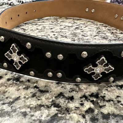 Justin Boots De Medici Black Cross Belt Womens Studded NWT  display picture 2