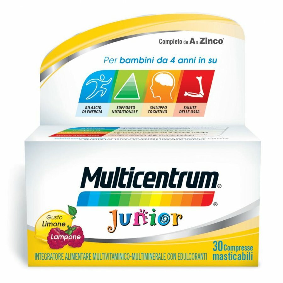 MULTICENTRUM - JUNIOR GUSTO LIMONE LAMPONE 30 COMPRESSE MASTICABILI