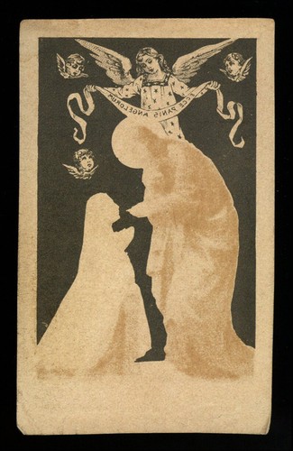 santino cromo-holy card in "trasparenza" GLI ANGELI ADORANO SS.SACRAMENTO - Picture 2 of 2