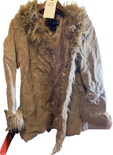 Vintage Mixit Penny Lane Inspired Genuine Leather & Faux Fur Coat X Large