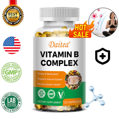 B Komplex Vitamine enthalten B2, B3, B6, B9, B12-30 bis 120 Kapseln