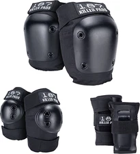 187 Killer Pads Skateboarding Knee Pads, Elbow Pads, Wrist Guards,Six Pack,L-XL