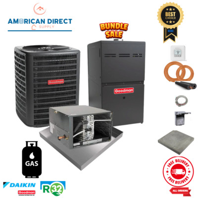 4 Ton Goodman AC & Gas Furnace Split System 15.2 SEER2 R32 80% 100K BTU HORZ