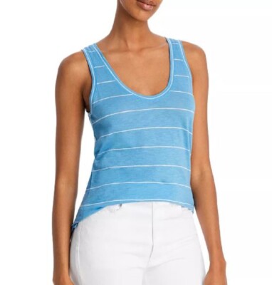 Vince. Skinny Striped Tank Aquata/Optic White ( M ) 