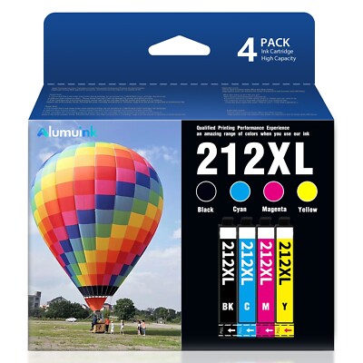 Compatible 212XL Ink Cartridges for Epson WF-2850 WF-2830 Printers (4-Pack)