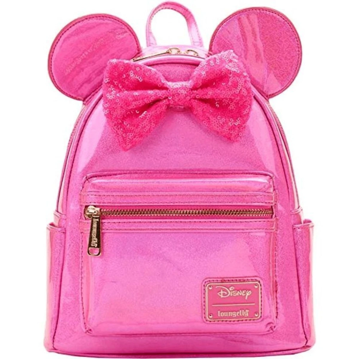Loungefly Disney Minnie Mouse Hot Pink Holographic + Sequin Bow Mini Backpack Loungefly Disney Minnie Mouse Cherry Blossom | Mercari main image 2