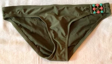 XHILARATION GIRLS BATHING SUIT BOTTOM  SIZE JUNIOR M GREEN ENAMEL ACCENT NEW