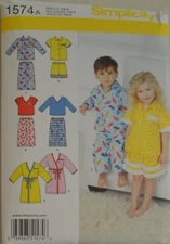 Simplicity 1574 - Toddler Robe, Pants, Shorts, Shirt, & Knit Tops