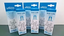 3 Lot - Dr Brown's - Anti-Colic Nipple 6pk - Level 2 - Medium Flow - 3m+