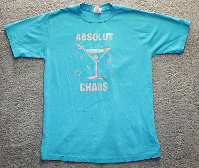 Absolut Chaos Martini Drinking Men's T-Shirt Blue MEDIUM Jerzees I'll Do It-Roy