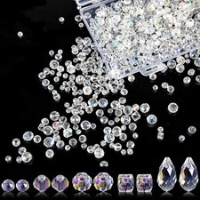 Crystal Glass Beads for Jewelry Making 600 Pcs Assorted Crystal Beads Bulk Mixed