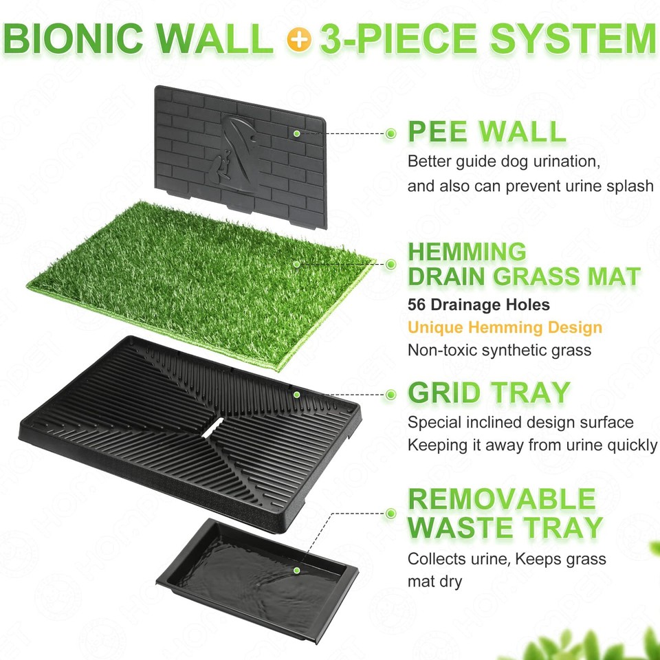 Dog Grass Pad with Tray Large, 2 Pcs Artificial Grass Training Pads