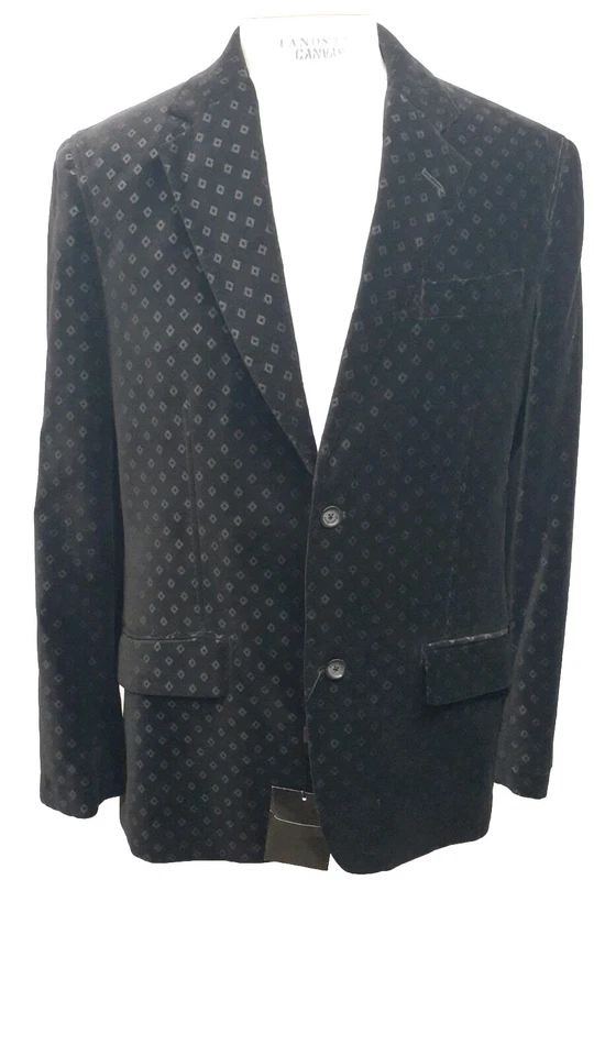 Nuevo con etiquetas Blazer Marc Ecko Para Hombres Grande 44 R Negro Terciopelo Cena Chaqueta Abrigo Deportivo Foto 2 de 4