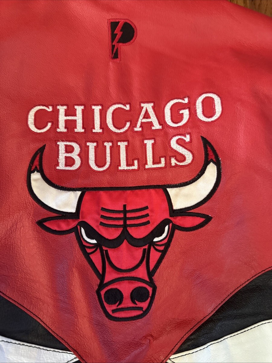 1990s Vintage Pro Player Chicago Bulls Leather Jacket Coat Size L