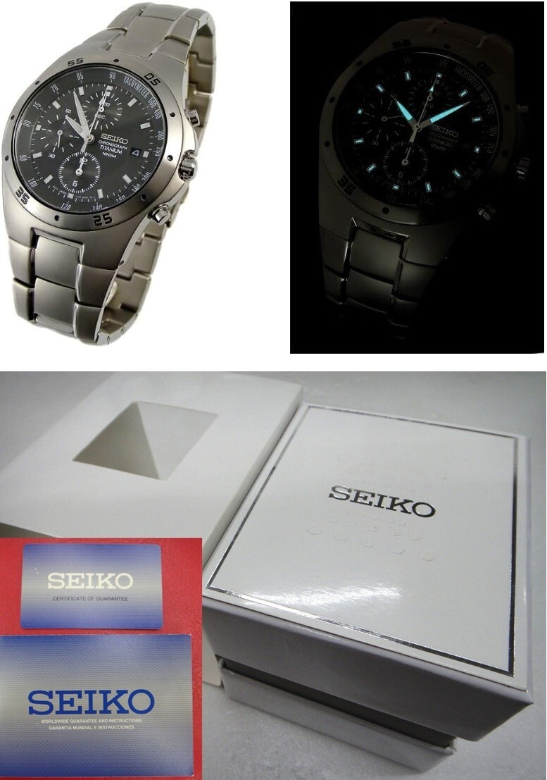 Seiko ⌀43mm Men's Titanium Chronograph 100M SND419P1 CHARCOAL