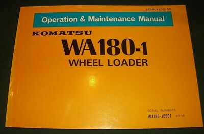 KOMATSU WA180-1 WHEEL LOADER OPERATION & MAINTENANCE BOOK MANUAL S/N 10001-UP