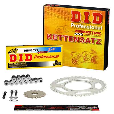 Kettensatz Yamaha DT 400 MX (1R6) 77-79, DID EXTRA verstärkt SILBER, X-Ring Clip