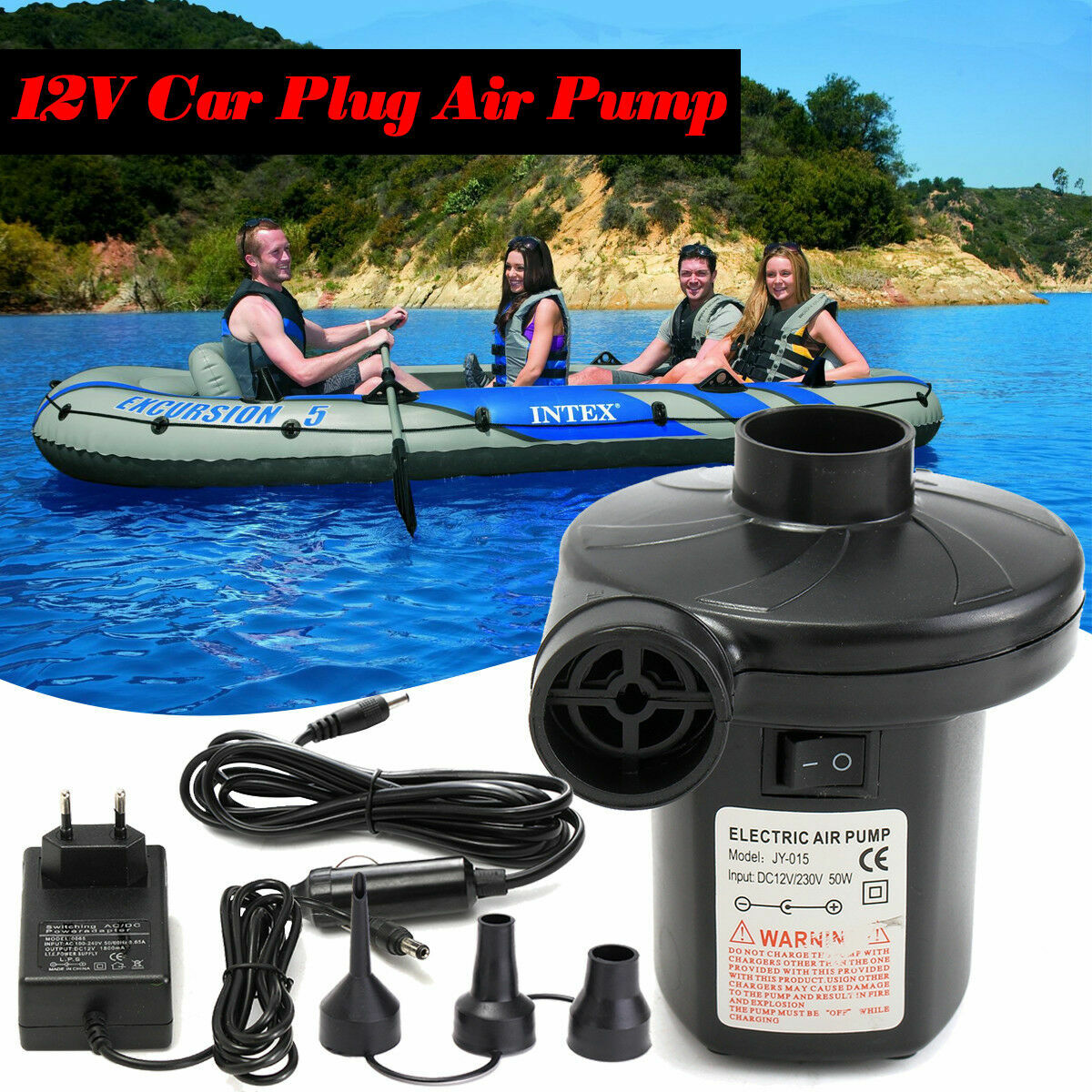 12 / 230V Electric Air Pump For Inflatables Toys Boat Swimming Laps Vacuum  Bags