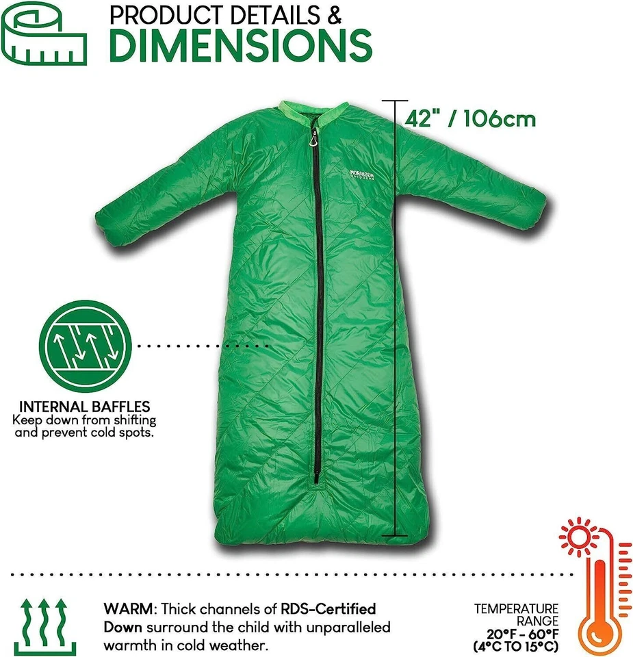 Big Mo 20 Kids Sleeping Bag Ages 2 4 The Lightest Warmest Down Camping Sleeping - Image 2 of 4