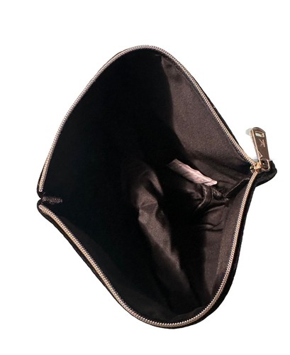 Bolsa de viaje Kerastase de terciopelo negro maquillaje cosmético - 11" x 6" x 3" - Imagen 3 de 4