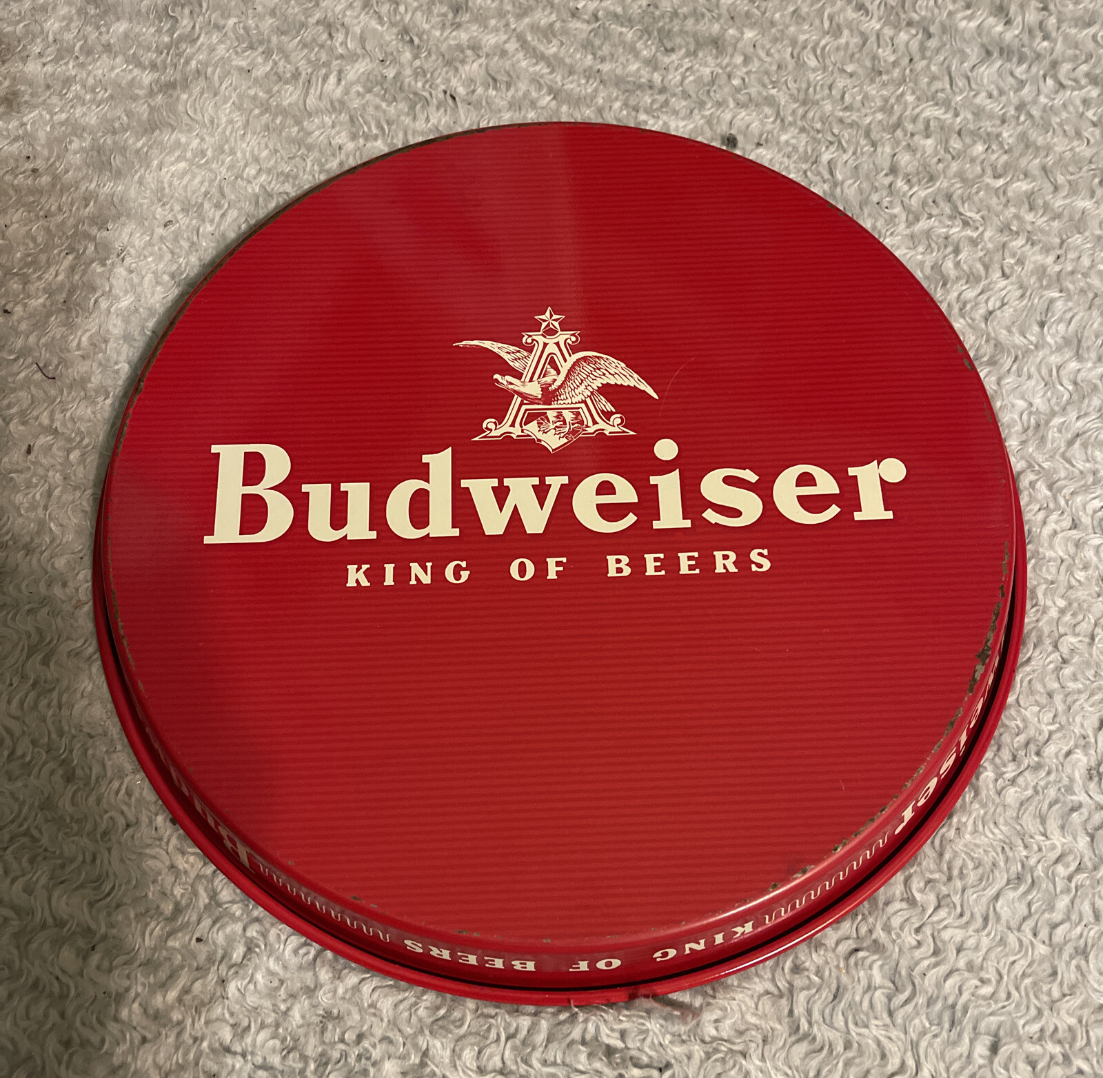 Vintage Budweiser Beer King Of Beers Red Serving Metal Tray 12” eBay