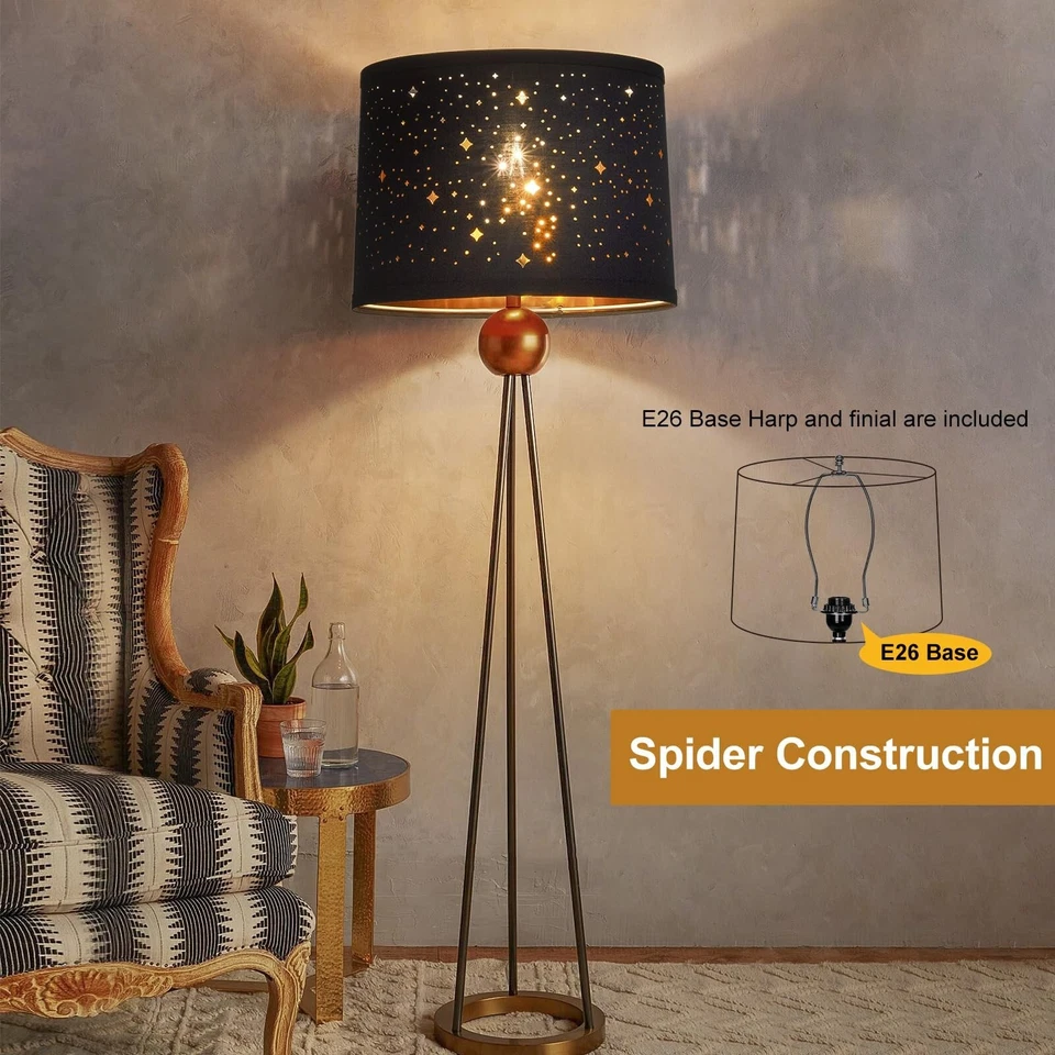 Juego de 2 pantallas negras, pantallas de tambor con diseño Sky Stars, 11,6" x 12... Foto 3 de 4