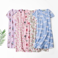 Women Plus Size Short Sleeve Cotton Nightgown Sleep Shirt Dress Casual Sleepwear