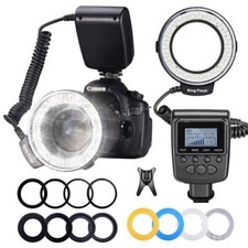 RF-550D 48pcs Macro LED Ring Flash Light Adapter Ring for Canon Nikon Fuji Sony