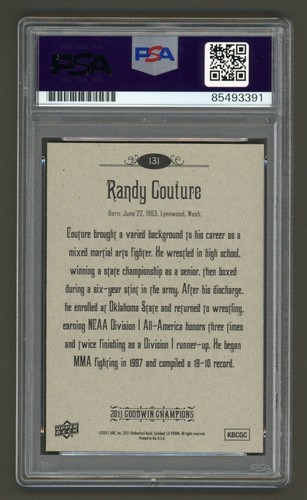 Randy Couture Signed 2011 Upper Deck Goodwin Champions Card #131 (PSA) MMA Auto - Picture 2 of 2