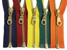 YKK #5 Medium Weight Brass Metal Donut Pull Jacket Zipper Separating 24" - 25"