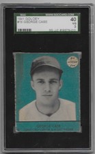 1941 Goudey #16 George Case (blue) graded SGC 40 VG 3 Washington Senators
