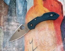 Spyderco Dragonfly 2, Satin CPM-SPY27 Plain Blade, Cobalt Blue FRN Handle