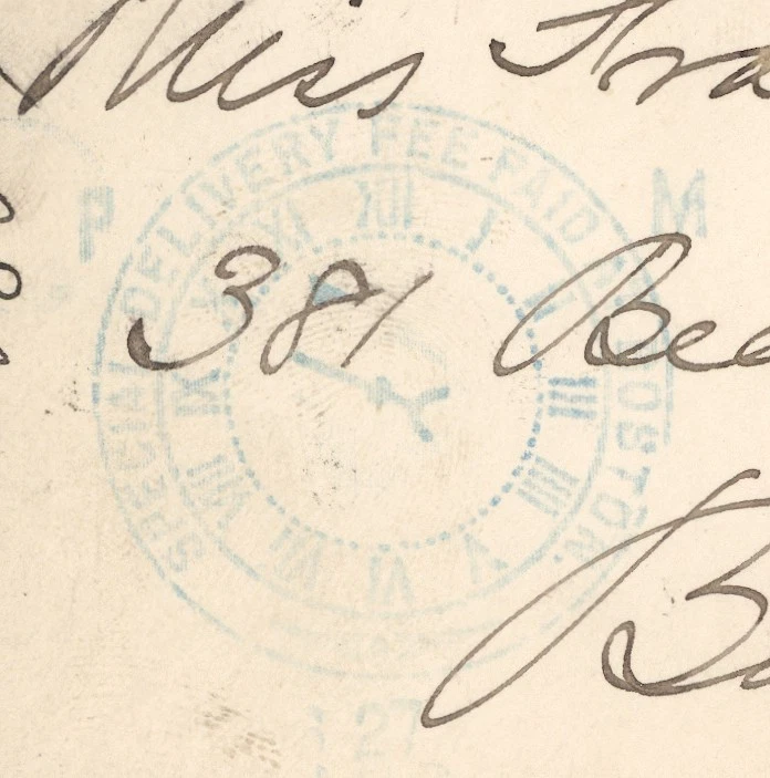 1897 New York Boston Special Delivery Cover Scott E5 Blue Receiver Cancel - Image 2 of 4