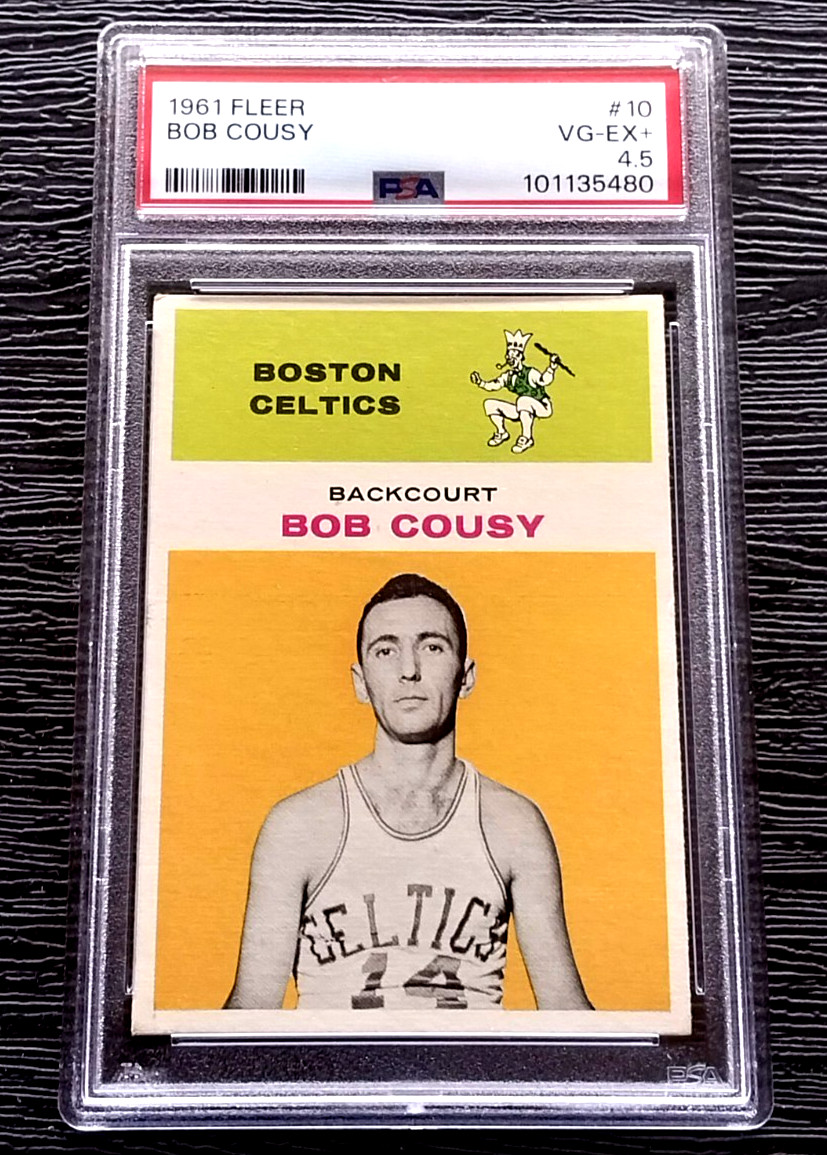 1961 FLEER BOB COUSY BASKETBALL CARD #10 *CENTERED* *NO CREASES* PSA 4.5 VGEX+